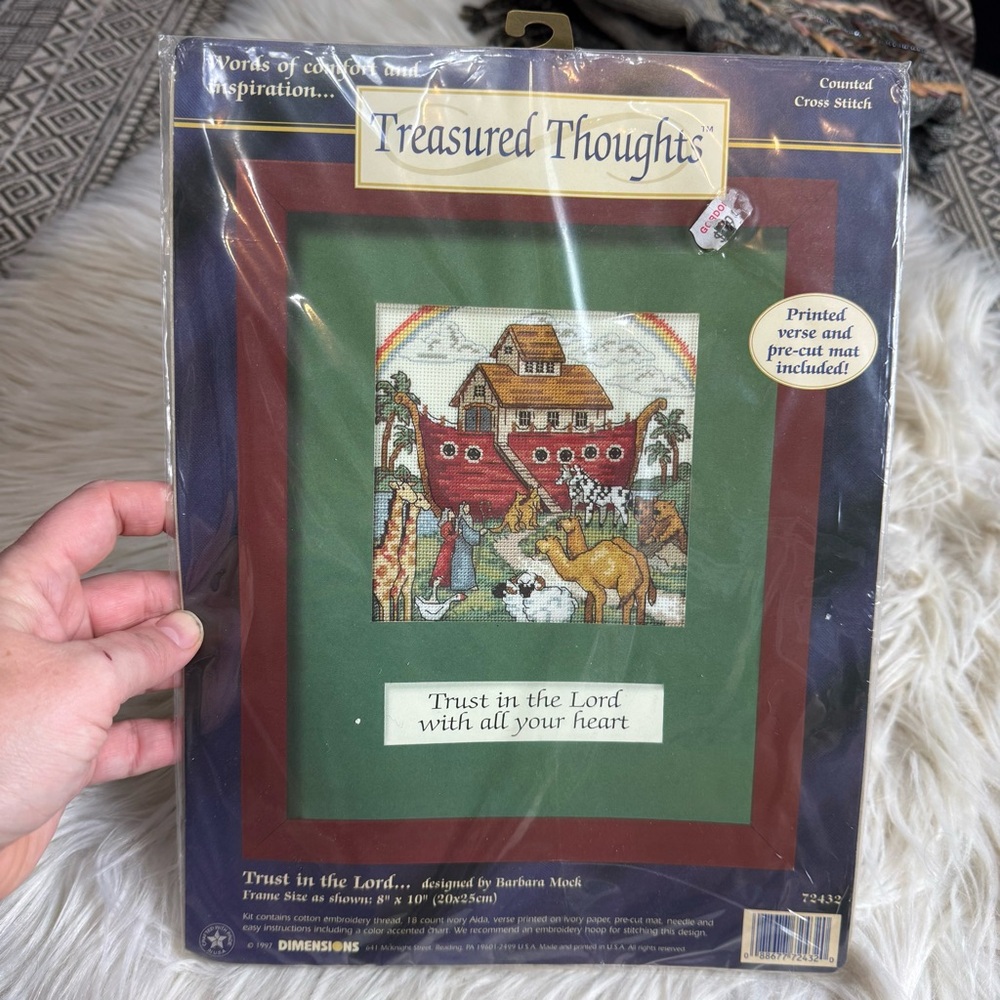 Treasured Thoughts Vintage 1997 Cross Stitch Kit - Green and Red Noah’s Ark